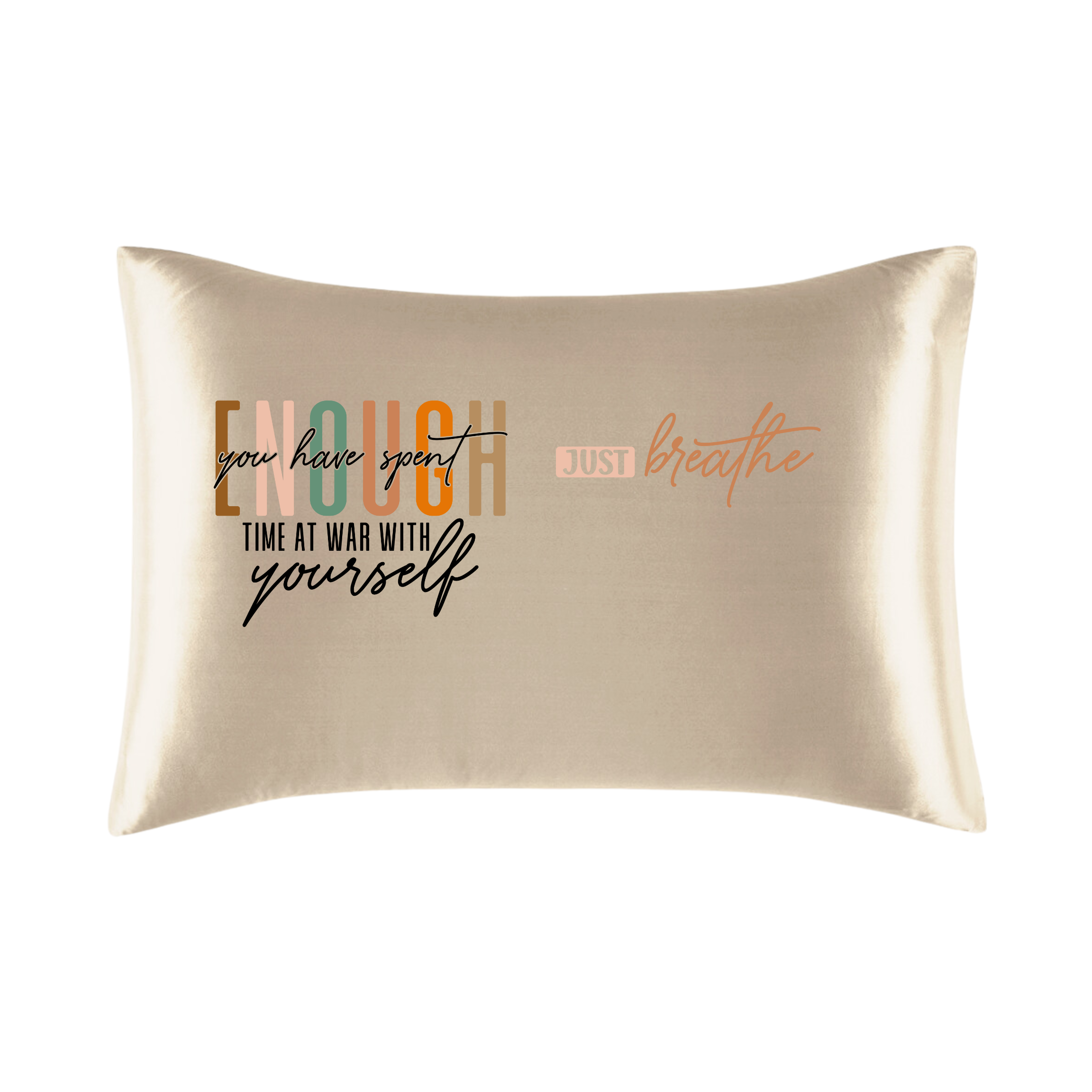 Champagne Gold Vegan Silk Affirmation Pillowcase, Satin silky pillow cover