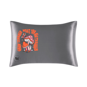 Grey Vegan Silk Affirmation Pillowcase, Satin silky pillow cover