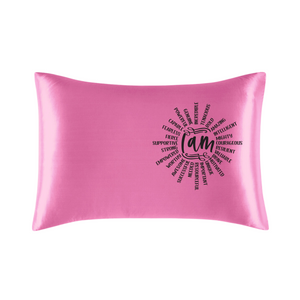 Pink Vegan Silk Affirmation Pillowcase, Satin silky pillow cover