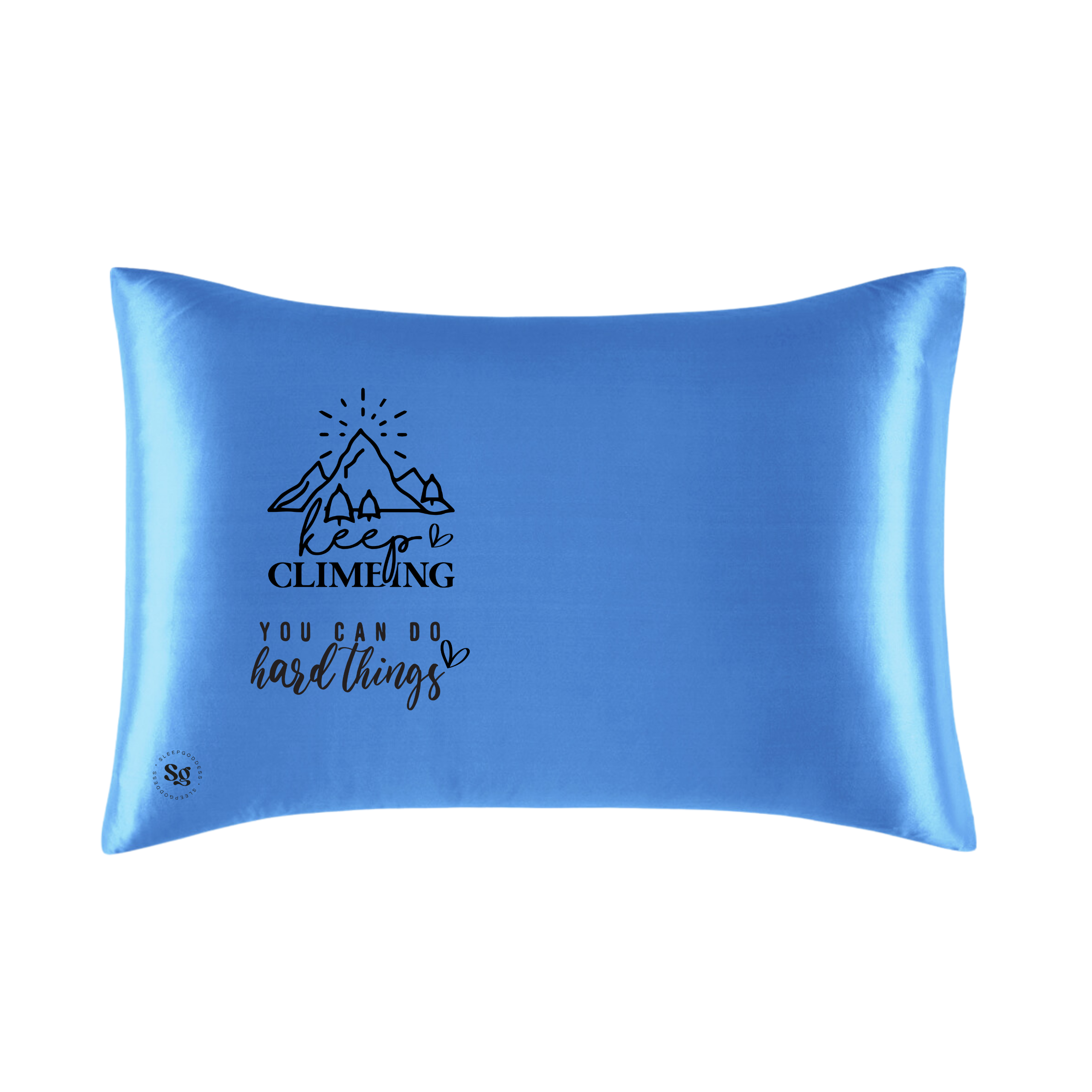 Blue Vegan Silk Affirmation Pillowcase, Satin silky pillow cover