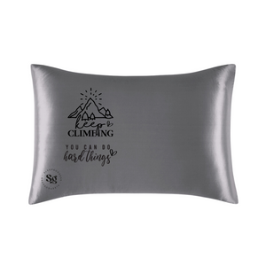 Grey Vegan Silk Affirmation Pillowcase, Satin silky pillow cover