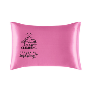 Pink Vegan Silk Affirmation Pillowcase, Satin silky pillow cover