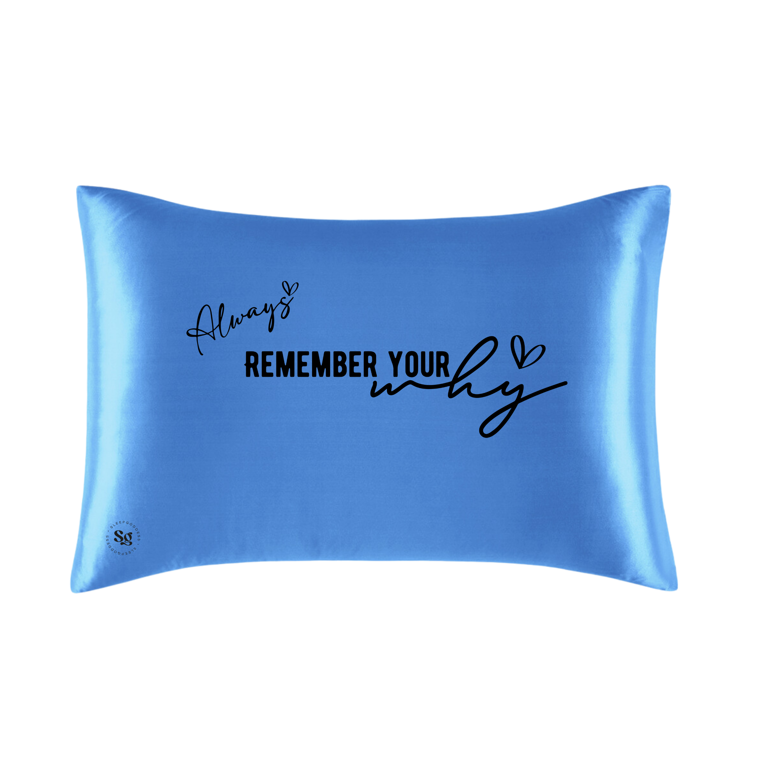 Blue Vegan Silk Affirmation Pillowcase, Satin silky pillow cover