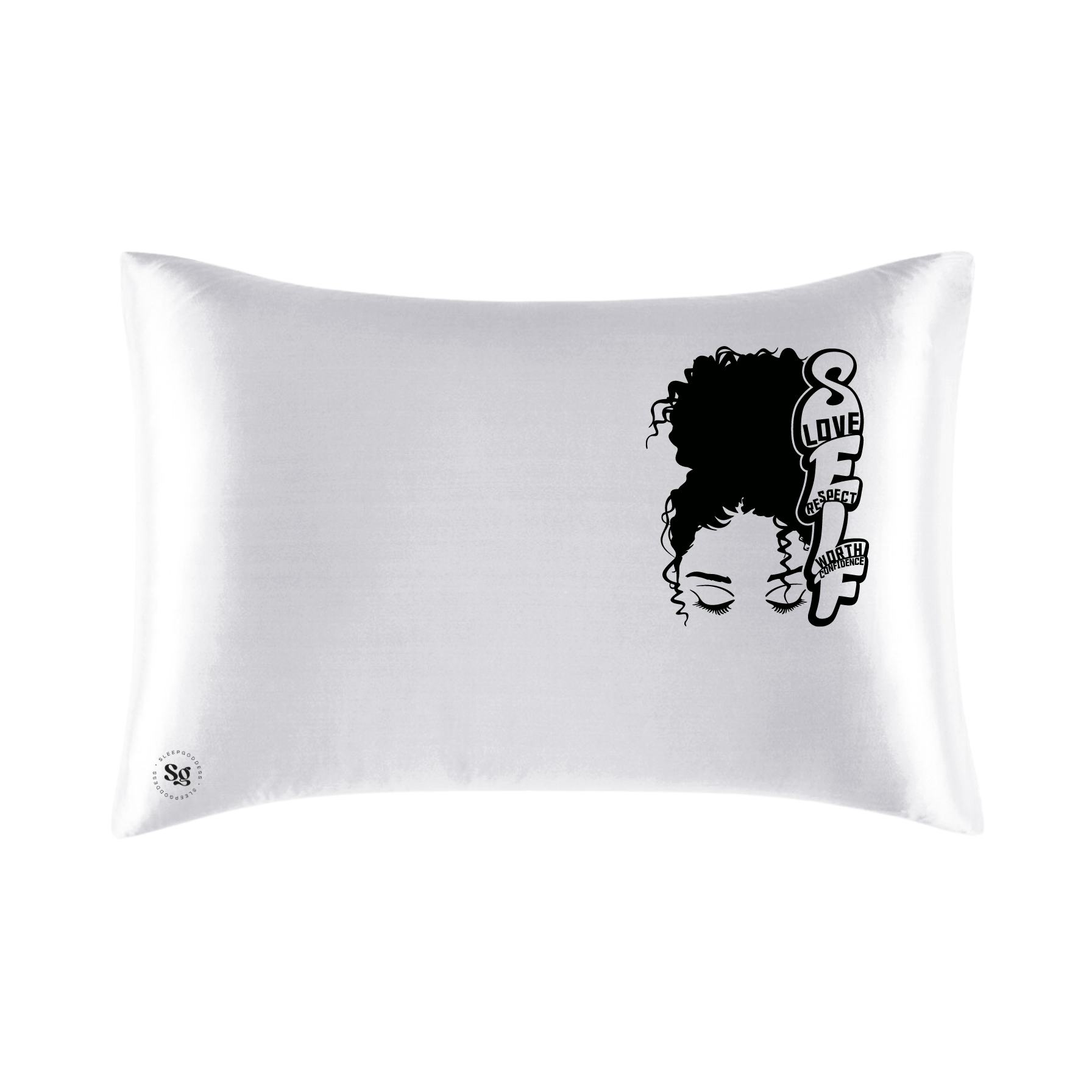 White Vegan Silk Affirmation Pillowcase, Satin silky pillow cover