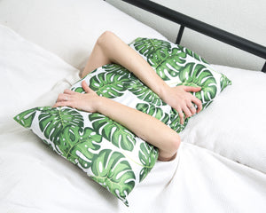 Beauty Sleep Slip-Over Pillow case in Monstera Vegan Silk BEST SELLER